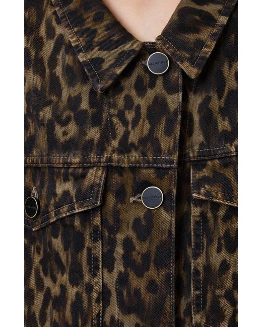 AllSaints Black Willow Leopard Print Denim Jacket