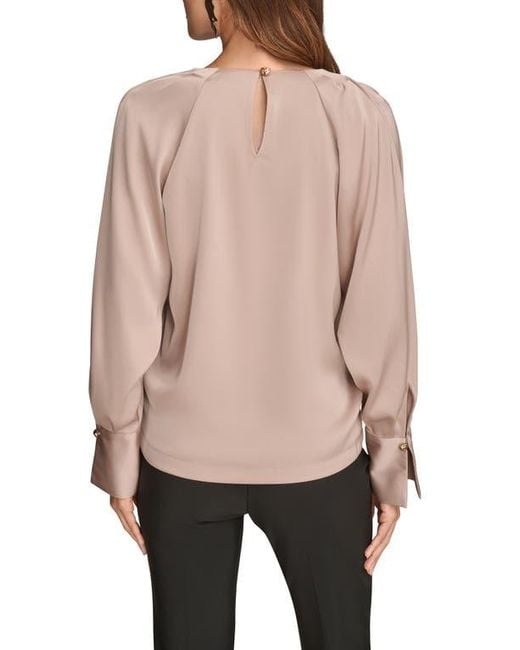 Donna Karan Natural Chain Detail Long Sleeve Top