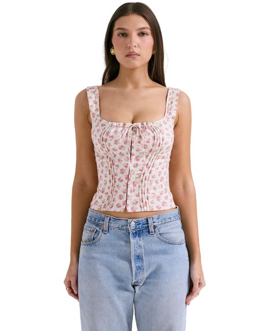 House Of Cb Blue Chicca Square Neck Corset Top