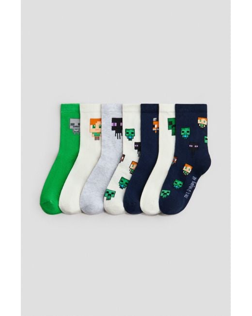 H&M Blue 7-Pack Socks for men
