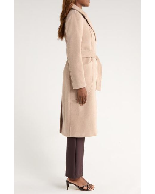 Bernardo Natural Belted Wool Blend Longline Coat