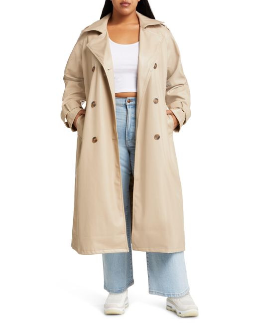ASOS Natural Curve Faux Leather Trench Coat