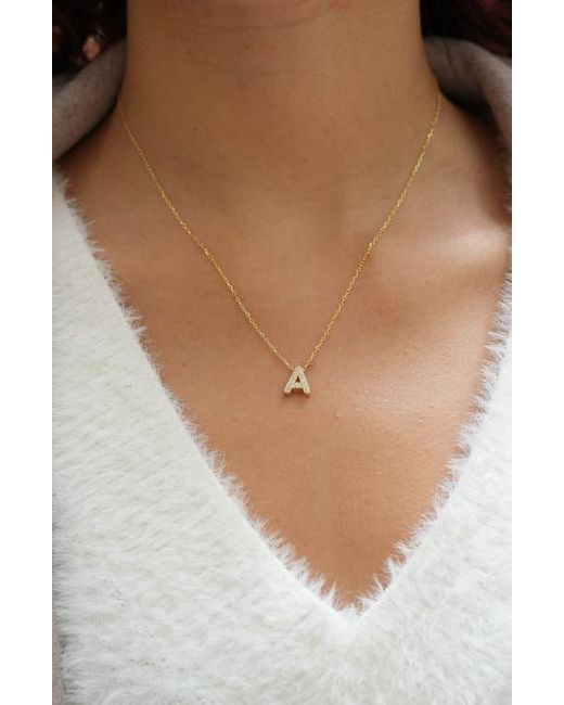 Argento Vivo Sterling Silver Metallic Cubic Zirconia Bubble Inital Pendant Necklace