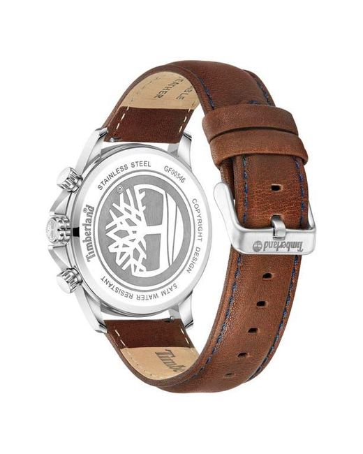 Timberland Blue Bernardston Multifunction Chronograph Leather Strap Watch, 45Mm for men