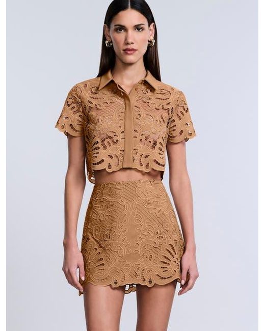 BCBGMAXAZRIA Blue Eyelet Mini Skirt