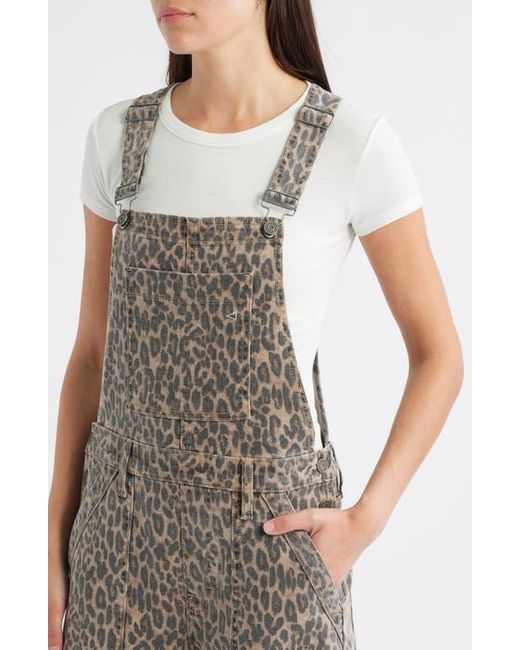Hidden Jeans Green Cheetah Print Baggy Overalls