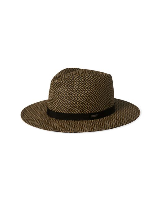 Brixton Brown Carolina Herringbone Straw Packable Sun Hat
