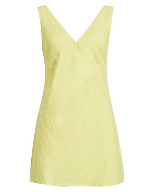 Open Edit Yellow Sleeveless Linen Blend Minidress