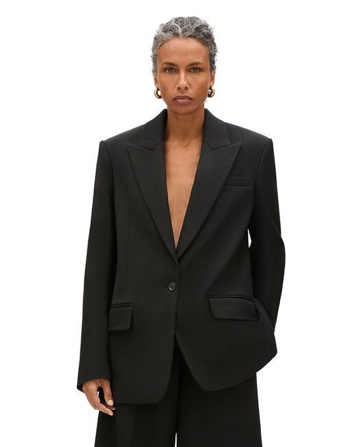 Another Tomorrow Black Oversized Tailored Jacket