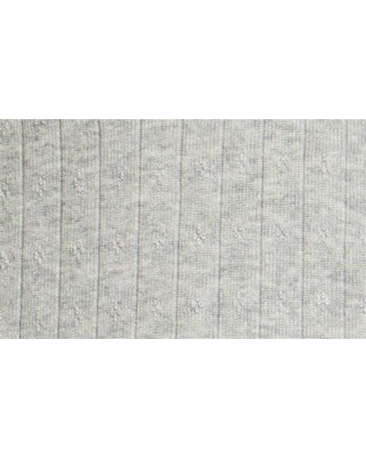 BP. Gray Cotton Blend Pointelle Henley Top
