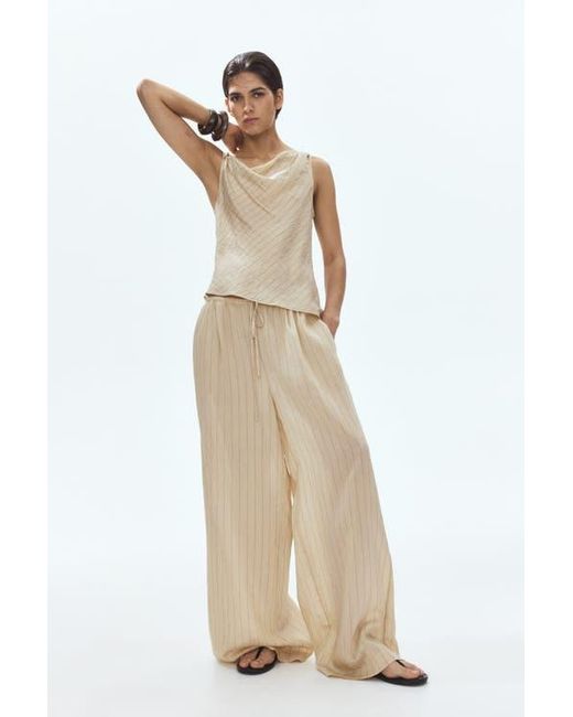 H&M Natural Straight Drawstring Trousers