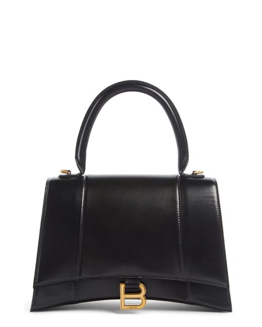 Balenciaga Hourglass Leather Top Handle Bag in Black | Lyst