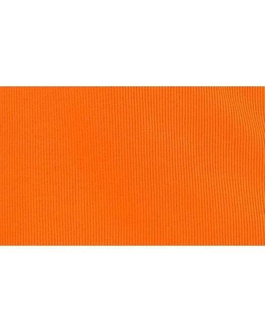 1.STATE Orange Back Cutout Cotton Rib Midi Dress