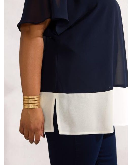 Live Unlimited Blue Colour Block Overlay T-Shirt
