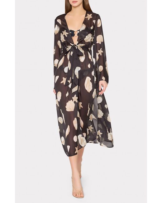 MILLY Black Vince Seashell Sheer Cover-Up