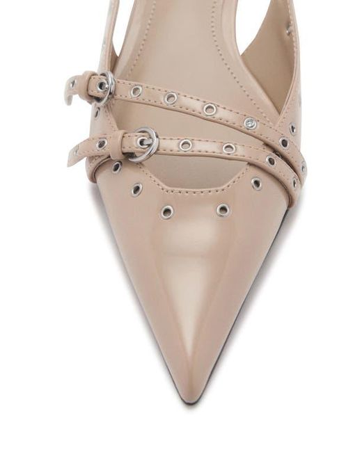 Mango White Grommet Pointed Toe Slingback Pump