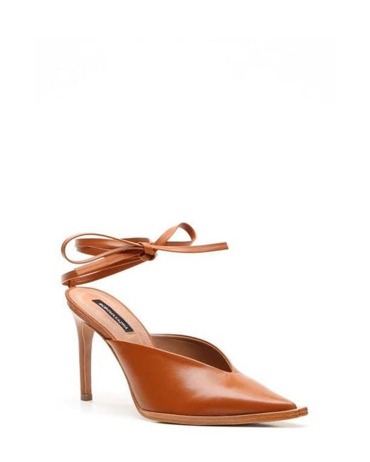 BCBGMAXAZRIA Brown Leonor Ankle Wrap Pointed Toe Pump