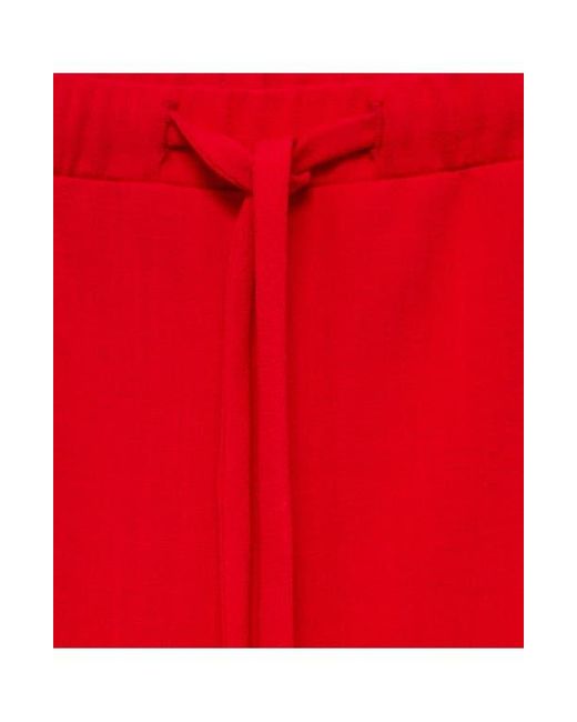 Mango Red Drawstring Straight Leg Pants