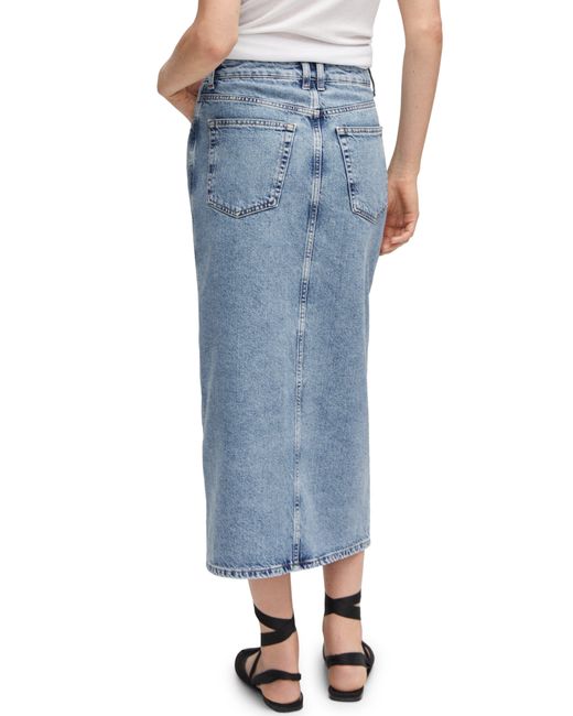 Mango Blue Denim Midi Skirt