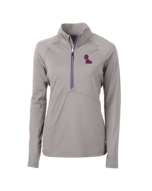 Cutter & Buck Gray Ole Miss Rebels Adapt Eco Knit Half-zip Pullover Jacket At Nordstrom