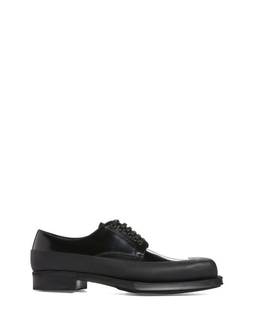 Prada Spazzolato Square Toe Derby in Black for Men | Lyst