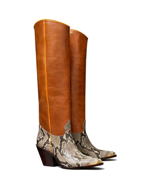 Tory Burch Brown Western Knee High Boot
