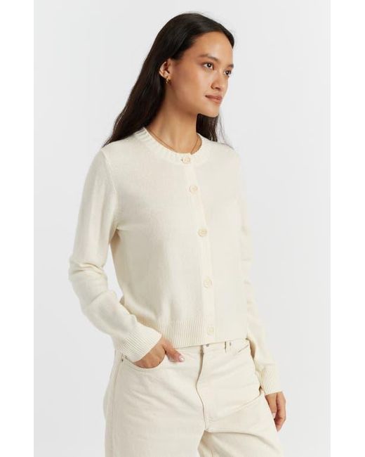 Chinti & Parker Natural Wool Cashmere Blend Crew Neck Cropped Cardigan