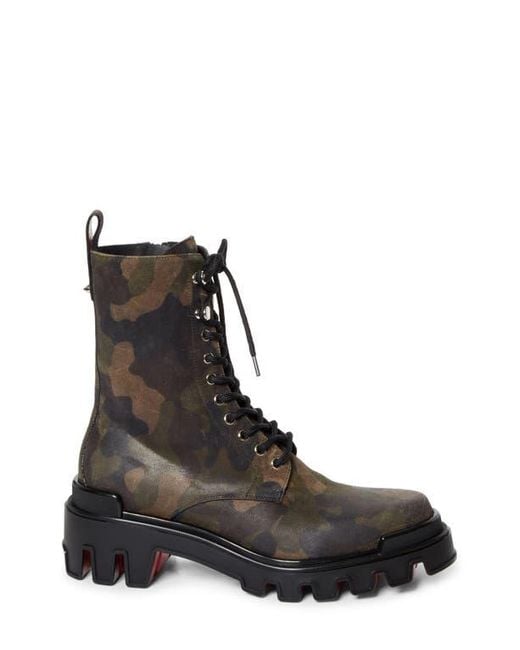 Christian Louboutin Black Trott Dune Camo Print Combat Boot for men