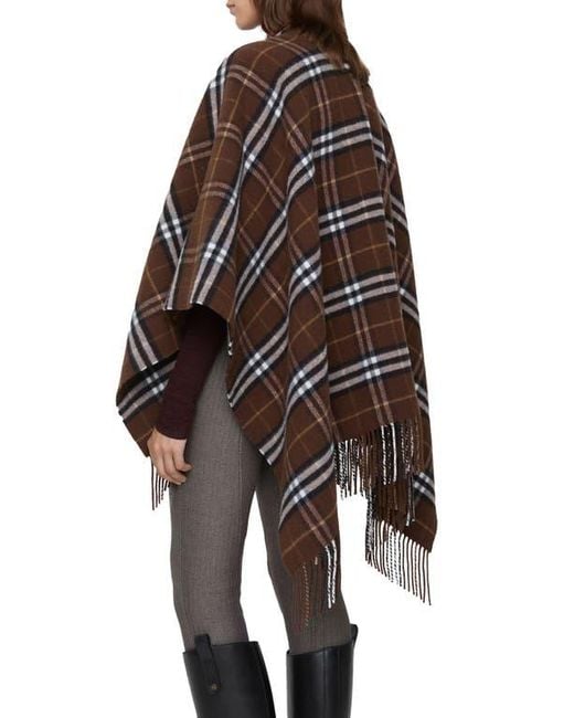 Burberry Brown Check Double Face Wool & Cashmere Cape