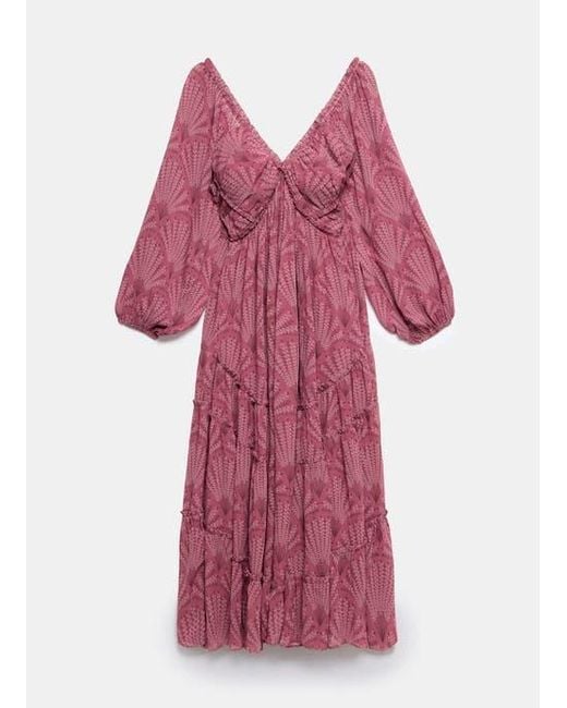 Mint Velvet Red Floral Design Midi Dress