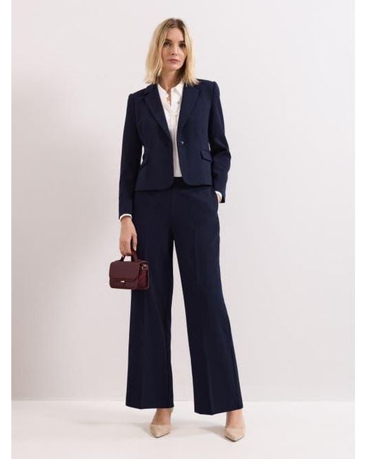 Phase Eight Blue Aubrie Single Button Cropped Blazer
