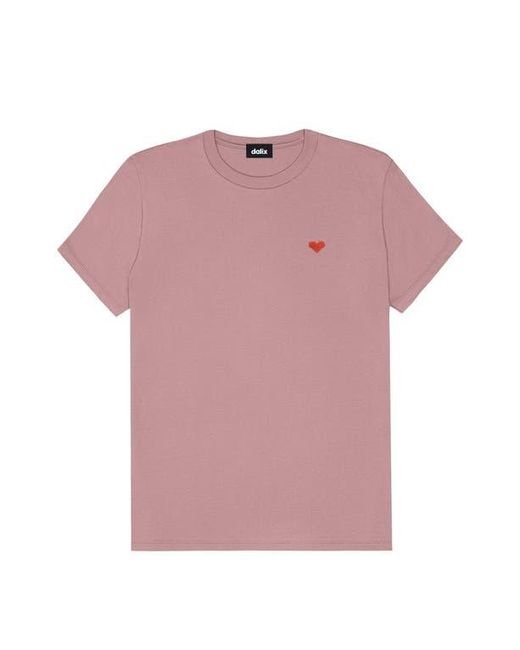Alix Pink Pixel Heart Jersey Relaxed Tee