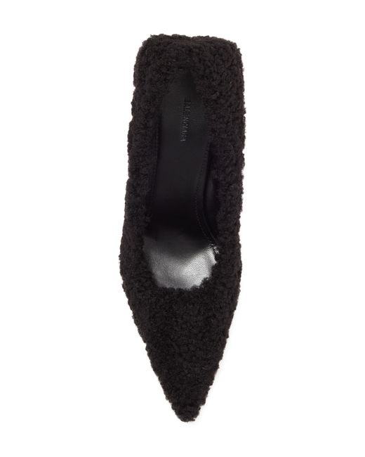 Balenciaga Black Knife Faux Shearling Pointed Toe Pump