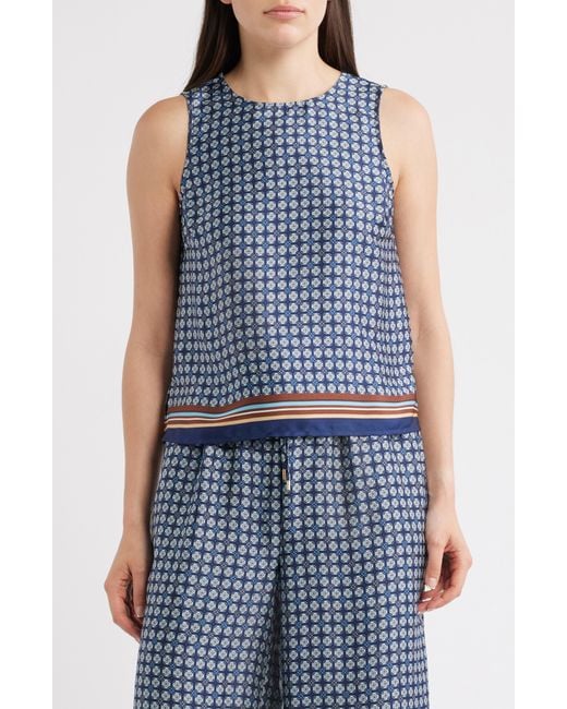 Halogen® Blue Geo Print Shell Tank