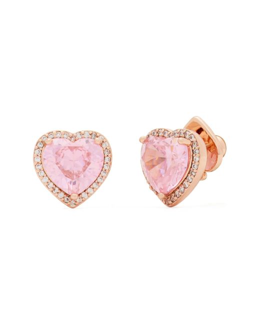 Kate Spade Pink My Love Pavé Heart Stud Earrings