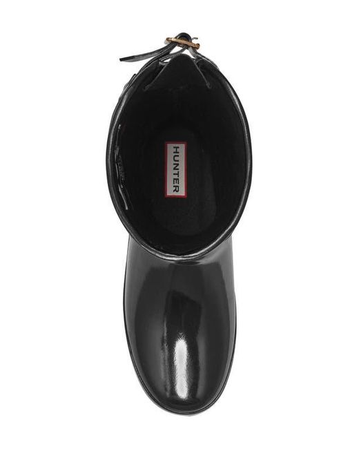 Hunter Black Refined High Gloss Quilted Short Waterproof Rain Boot