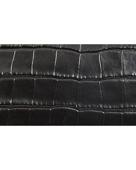 Clare V. Black Louis Croc Embossed Leather Crossbody Bag