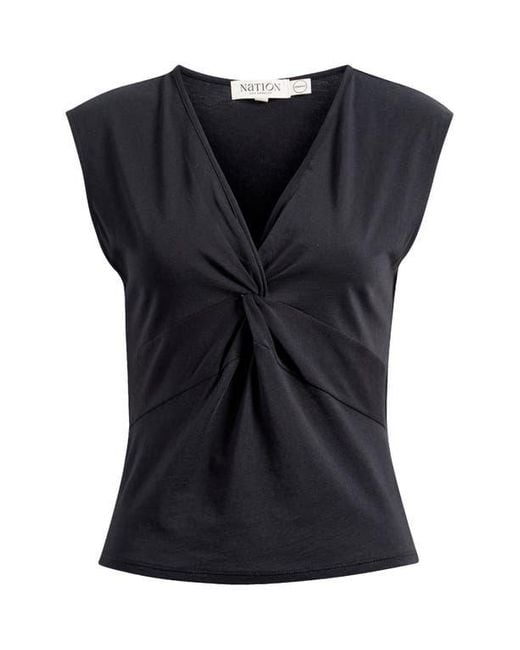 Nation Ltd Black Shelly Twist Front Sleeveless Top