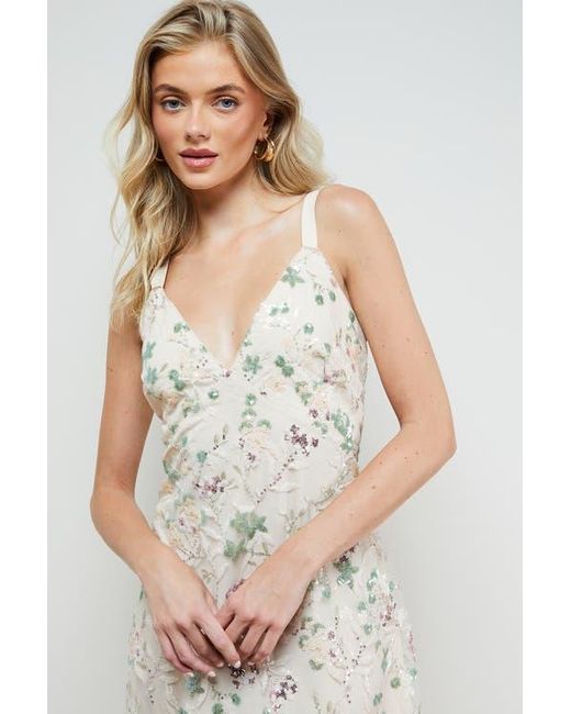 Oasis White Hand Embellished V-Neck Midi Dress