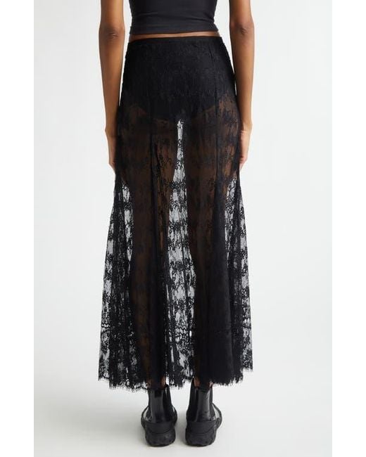Collina Strada Black Pamela Sheer Lace Midi Skirt
