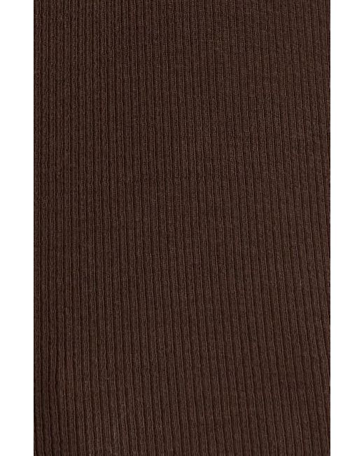 FRAME Brown The Mesh Trim Rib Henley