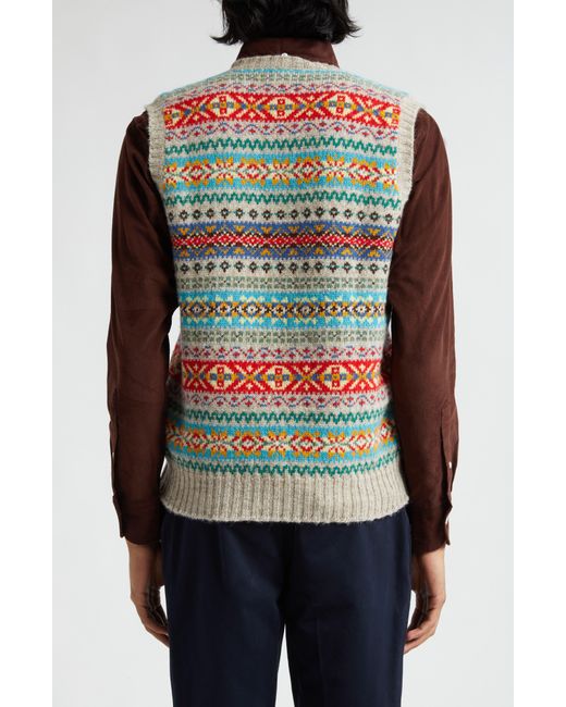 Drake's Multicolor Fair Isle Wool Sweater Vest for men