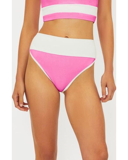 Beach Riot Pink Emmy Colorblock High Waist Bikini Bottoms