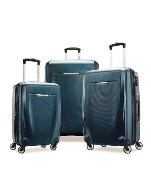 Samsonite Blue Winfield 3 Dlx Checked-Medium Spinner