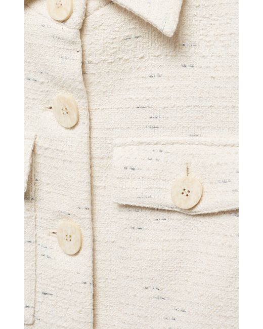 Mango White Patch Pocket Tweed Jacket