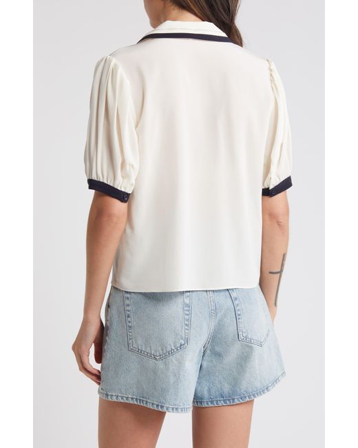 FRAME White Sailor Puff Sleeve Silk Button-up Shirt