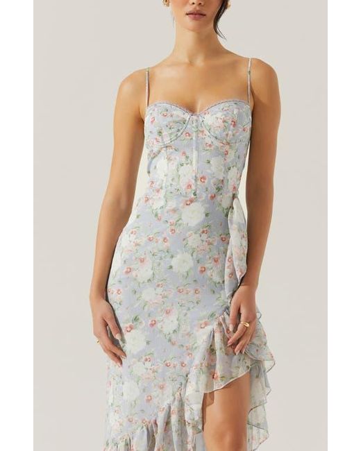 Astr White Brisbane Floral Print Asymmetric Dress
