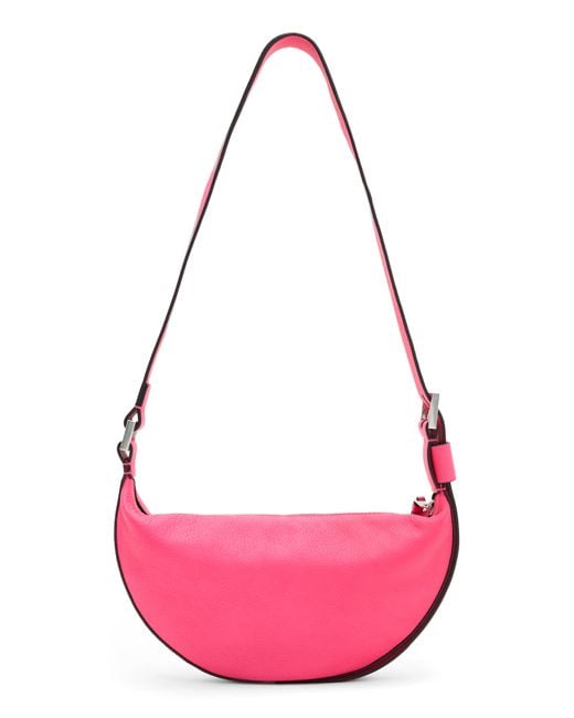 AllSaints Pink Half Moon Leather Crossbody Bag