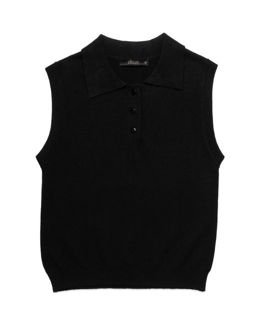 DELUC Black Cassio Sleeveless Polo Sweater