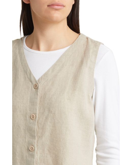 Eileen Fisher White V-neck Back Tie Organic Cotton Vest
